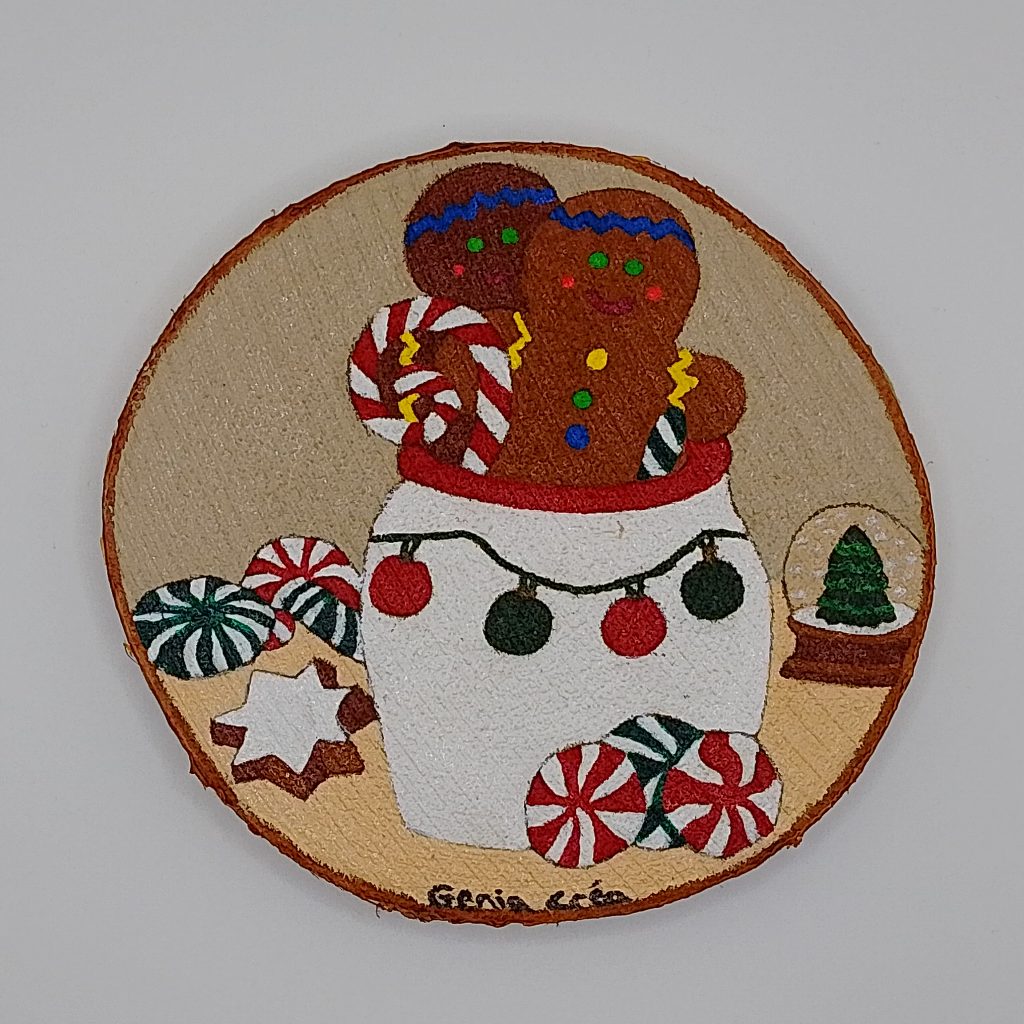 Rondin de Noël Petites sucreries en bois peint
